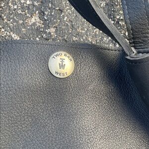 Two Bar West Black Leather Cheetah Print Bag